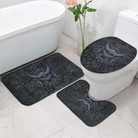 Viking Horned Skull and Raven Emblem Bathroom Set Dark Nordic Tribal Grunge Illustration