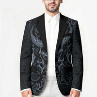 Viking Horned Skull and Raven Emblem Blazer Dark Nordic Tribal Grunge Illustration