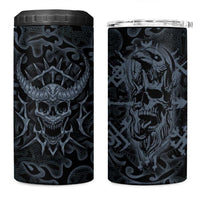 Viking Horned Skull and Raven Emblem 4 in 1 Can Cooler Tumbler Dark Nordic Tribal Grunge Illustration