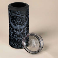 Viking Horned Skull and Raven Emblem 4 in 1 Can Cooler Tumbler Dark Nordic Tribal Grunge Illustration