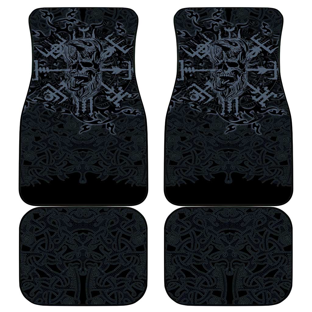 Viking Horned Skull and Raven Emblem Car Mats Dark Nordic Tribal Grunge Illustration