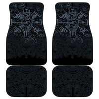 Viking Horned Skull and Raven Emblem Car Mats Dark Nordic Tribal Grunge Illustration
