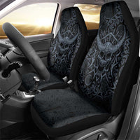 Viking Horned Skull and Raven Emblem Car Seat Cover Dark Nordic Tribal Grunge Illustration