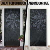 Viking Horned Skull and Raven Emblem Door Cover Dark Nordic Tribal Grunge Illustration
