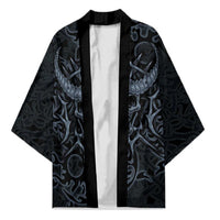 Viking Horned Skull and Raven Emblem Kimono Dark Nordic Tribal Grunge Illustration