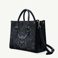 Viking Horned Skull and Raven Emblem Leather Bag Dark Nordic Tribal Grunge Illustration
