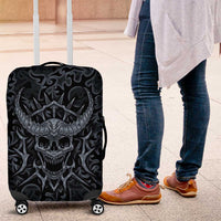 Viking Horned Skull and Raven Emblem Luggage Cover Dark Nordic Tribal Grunge Illustration