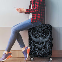 Viking Horned Skull and Raven Emblem Luggage Cover Dark Nordic Tribal Grunge Illustration