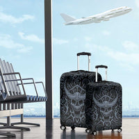 Viking Horned Skull and Raven Emblem Luggage Cover Dark Nordic Tribal Grunge Illustration