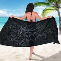 Viking Horned Skull and Raven Emblem Sarong Dark Nordic Tribal Grunge Illustration