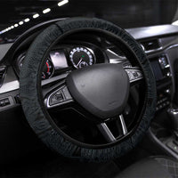 Viking Horned Skull and Raven Emblem Steering Wheel Cover Dark Nordic Tribal Grunge Illustration