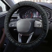 Viking Horned Skull and Raven Emblem Steering Wheel Cover Dark Nordic Tribal Grunge Illustration