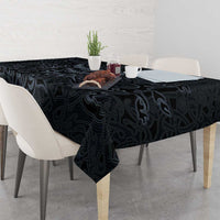 Viking Horned Skull and Raven Emblem Tablecloth Dark Nordic Tribal Grunge Illustration