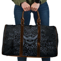 Viking Horned Skull and Raven Emblem Travel Bag Dark Nordic Tribal Grunge Illustration