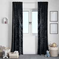 Viking Horned Skull and Raven Emblem Window Curtain Dark Nordic Tribal Grunge Illustration