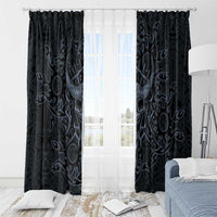 Viking Horned Skull and Raven Emblem Window Curtain Dark Nordic Tribal Grunge Illustration