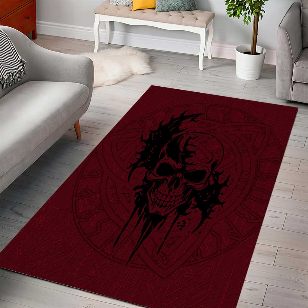 Demonic Skull Sigil Vikings Area Rug Dark Gothic Rune Grunge Illustration