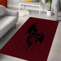 Demonic Skull Sigil Vikings Area Rug Dark Gothic Rune Grunge Illustration