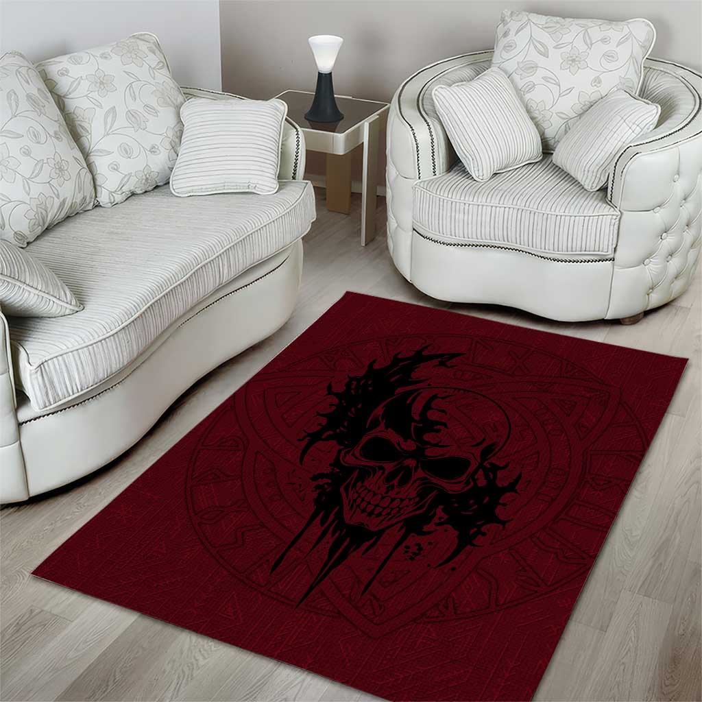 Demonic Skull Sigil Vikings Area Rug Dark Gothic Rune Grunge Illustration