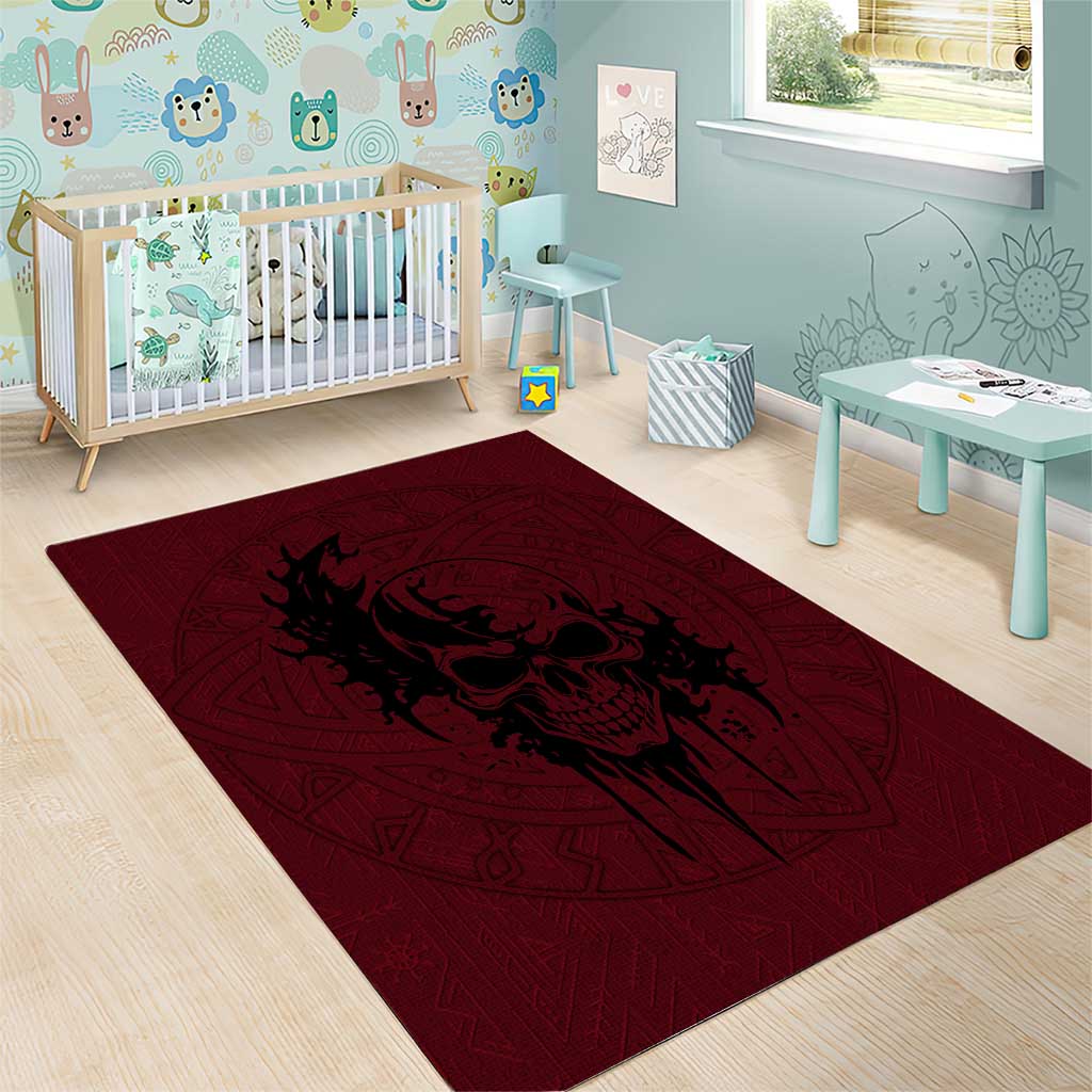 Demonic Skull Sigil Vikings Area Rug Dark Gothic Rune Grunge Illustration