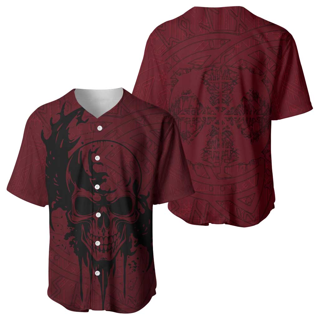 Demonic Skull Sigil Vikings Baseball Jersey Dark Gothic Rune Grunge Illustration