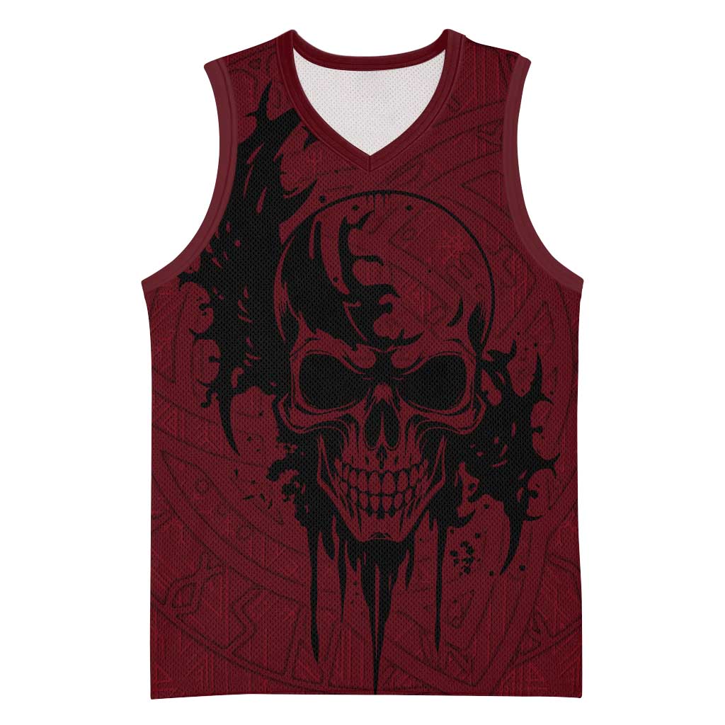 Demonic Skull Sigil Vikings Basketball Jersey Dark Gothic Rune Grunge Illustration