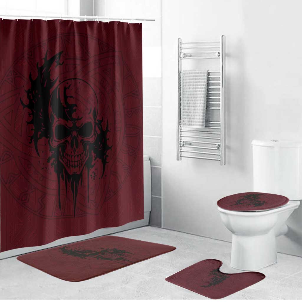 Demonic Skull Sigil Vikings Bathroom Set Dark Gothic Rune Grunge Illustration