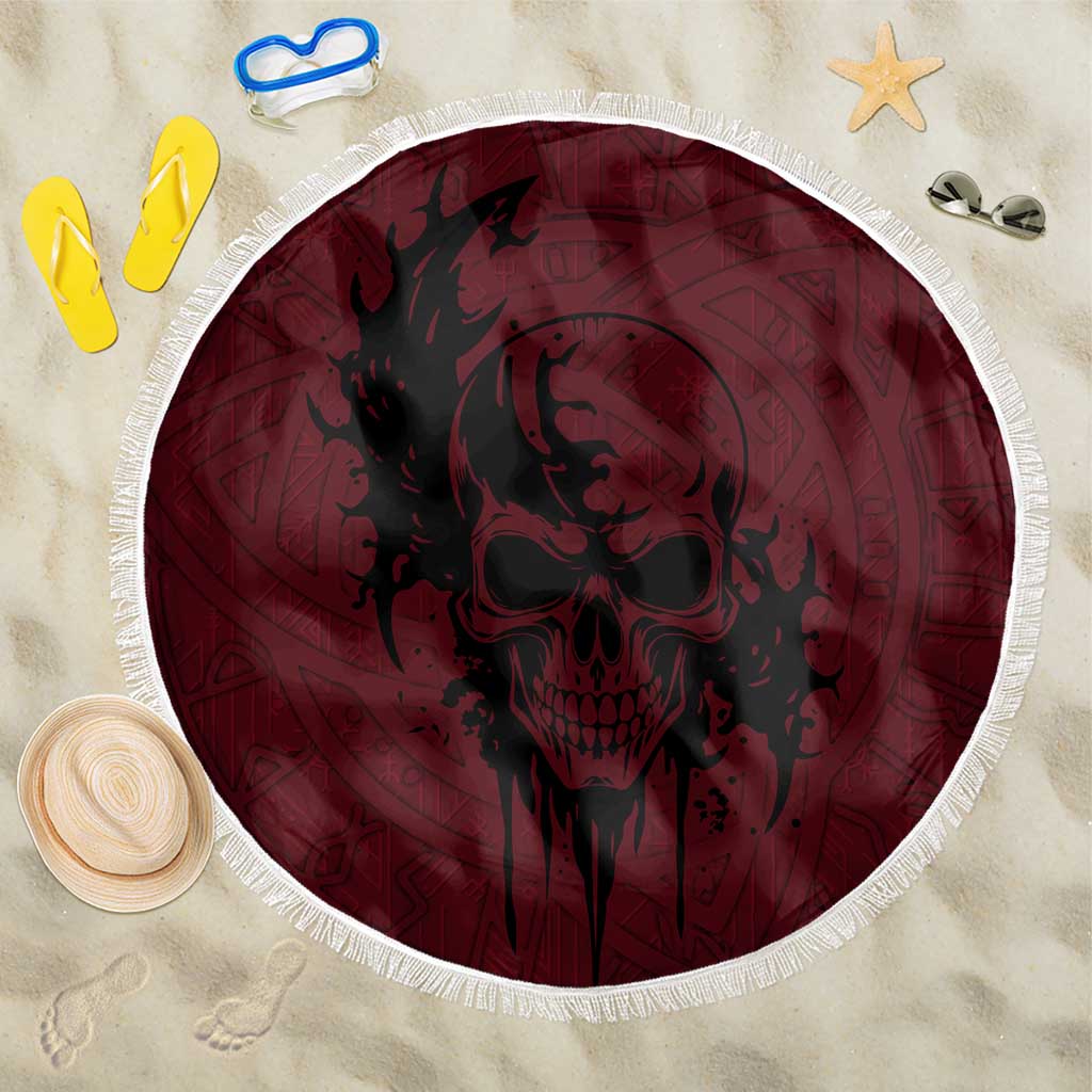 Demonic Skull Sigil Vikings Beach Blanket Dark Gothic Rune Grunge Illustration