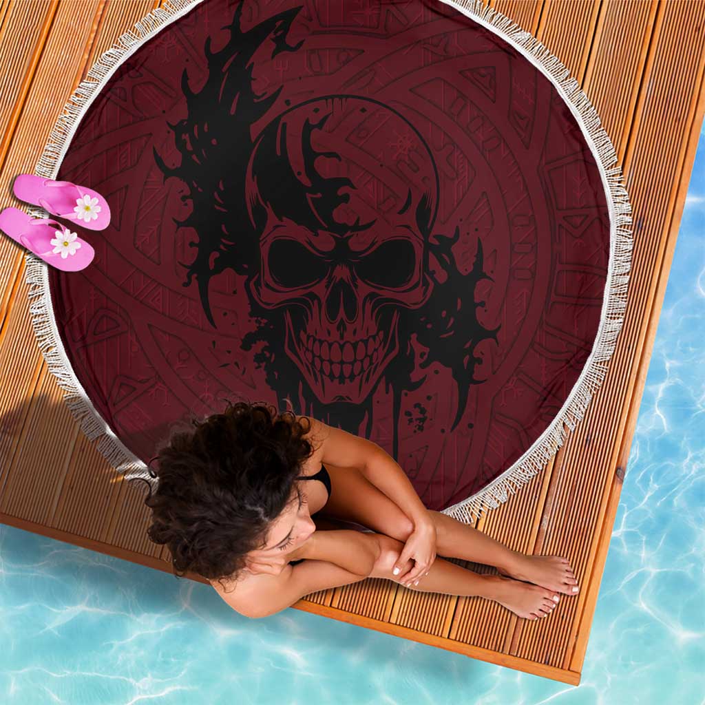 Demonic Skull Sigil Vikings Beach Blanket Dark Gothic Rune Grunge Illustration