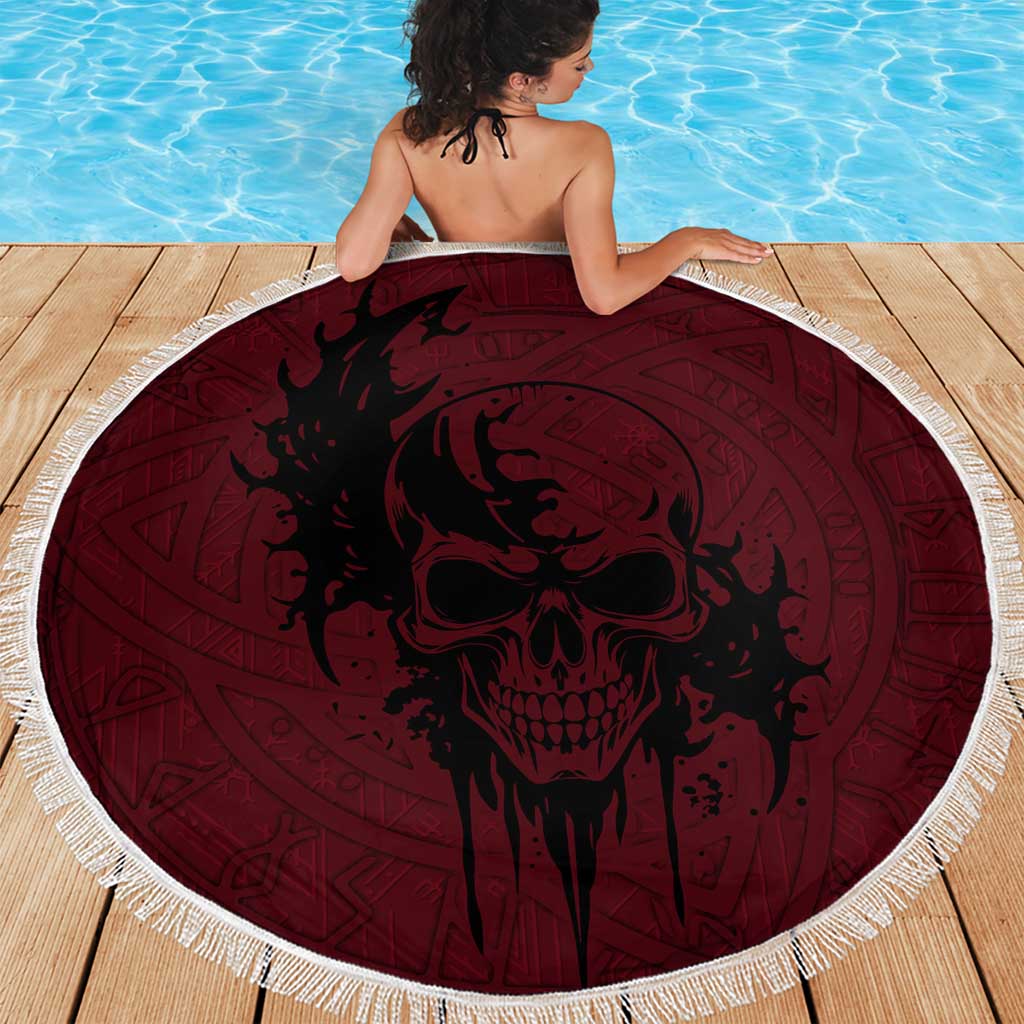 Demonic Skull Sigil Vikings Beach Blanket Dark Gothic Rune Grunge Illustration