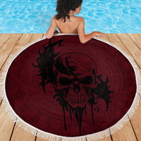 Demonic Skull Sigil Vikings Beach Blanket Dark Gothic Rune Grunge Illustration