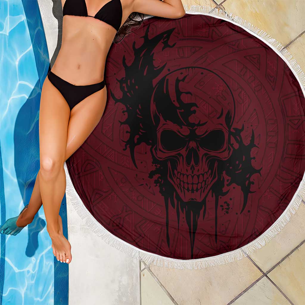 Demonic Skull Sigil Vikings Beach Blanket Dark Gothic Rune Grunge Illustration