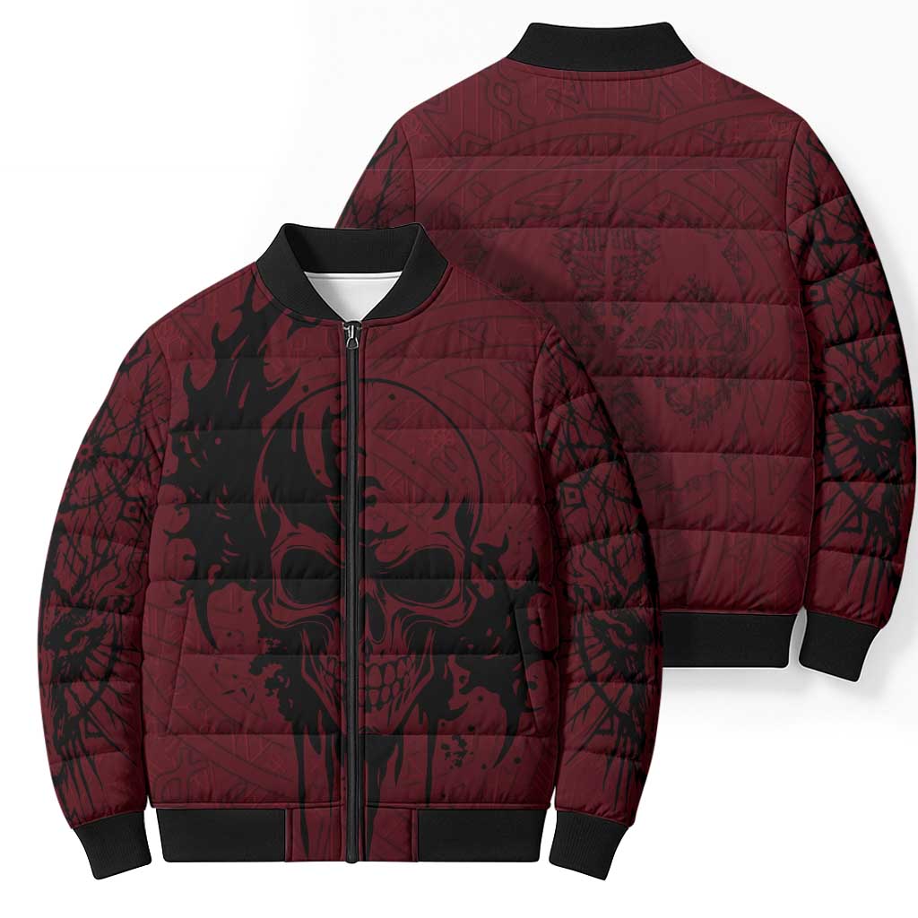 Demonic Skull Sigil Vikings Bomber Puffer Jacket Dark Gothic Rune Grunge Illustration