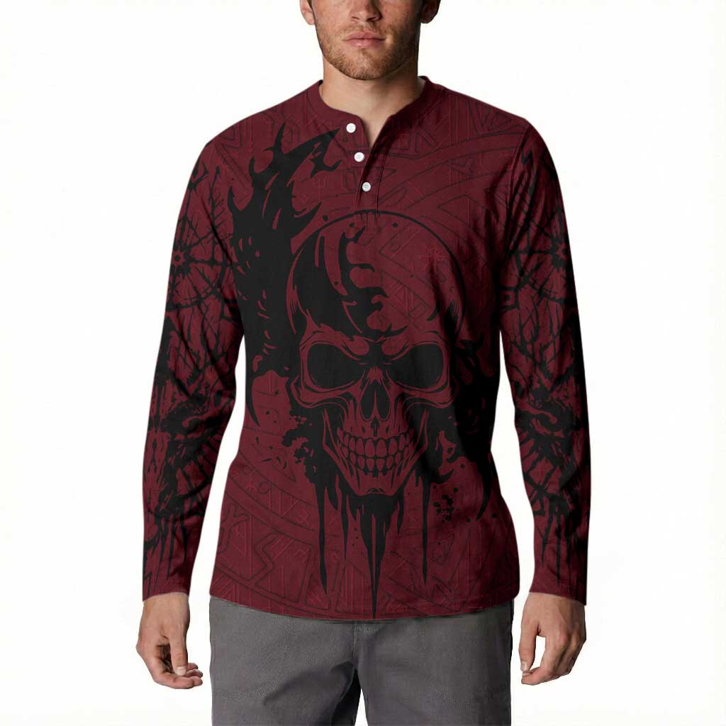 Demonic Skull Sigil Vikings Button Sweatshirt Dark Gothic Rune Grunge Illustration
