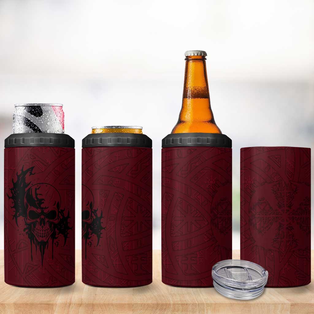 Demonic Skull Sigil Vikings 4 in 1 Can Cooler Tumbler Dark Gothic Rune Grunge Illustration