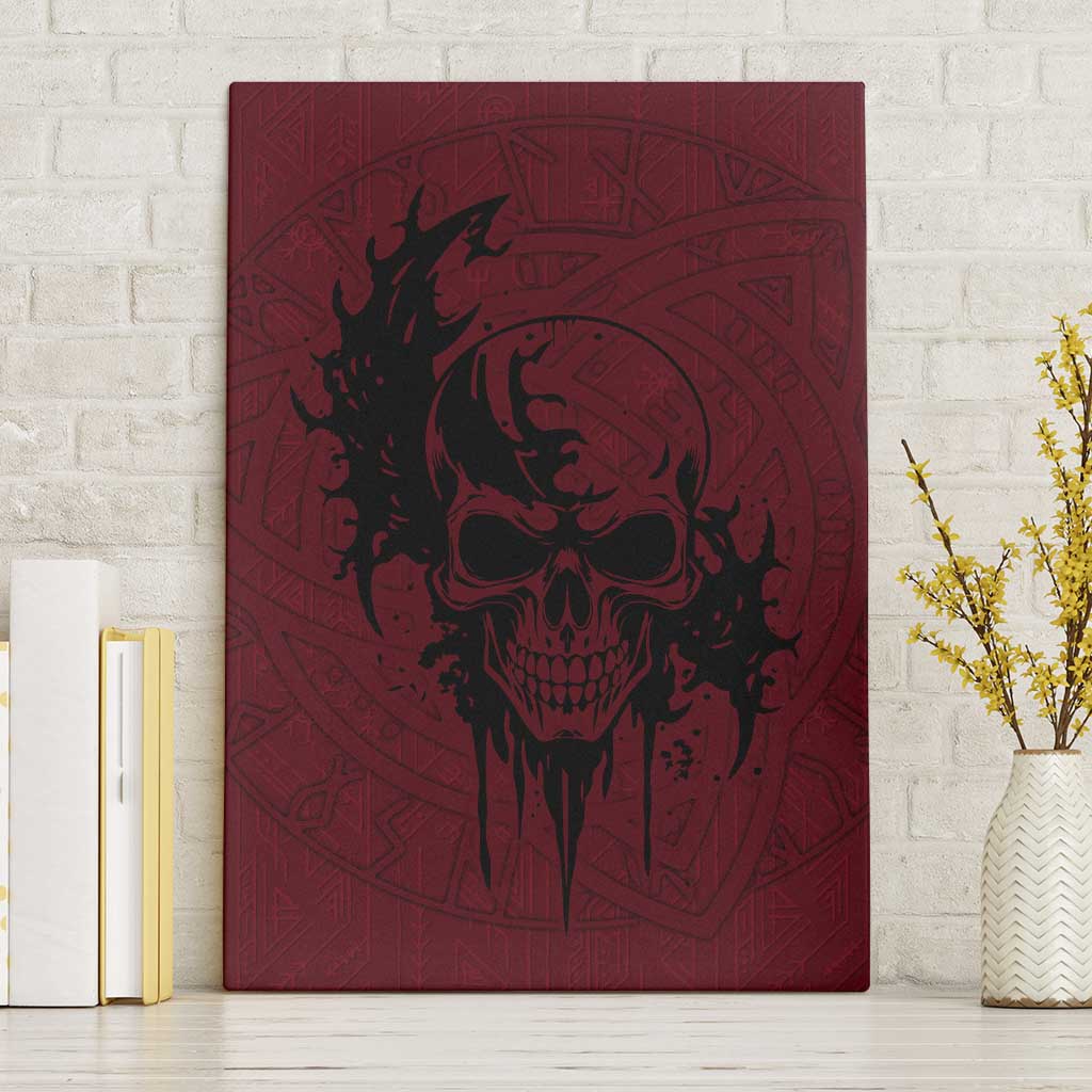 Demonic Skull Sigil Vikings Canvas Wall Art Dark Gothic Rune Grunge Illustration
