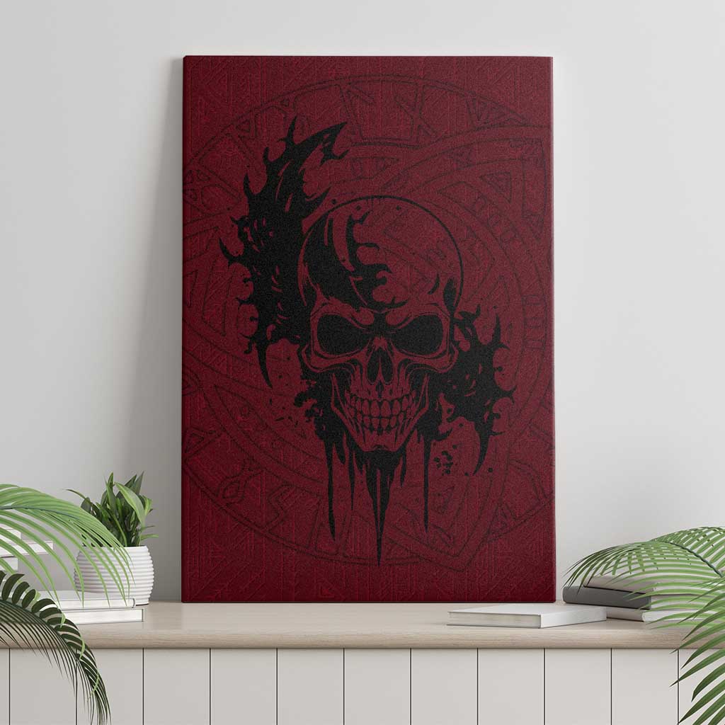 Demonic Skull Sigil Vikings Canvas Wall Art Dark Gothic Rune Grunge Illustration