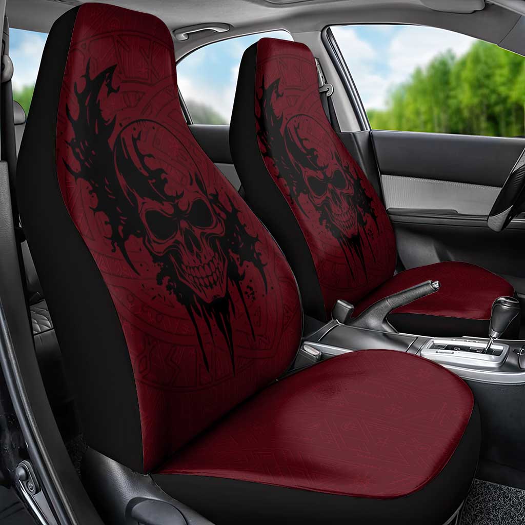 Demonic Skull Sigil Vikings Car Seat Cover Dark Gothic Rune Grunge Illustration