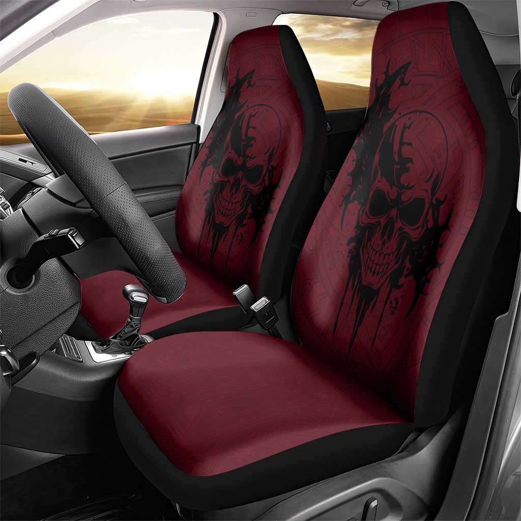 Demonic Skull Sigil Vikings Car Seat Cover Dark Gothic Rune Grunge Illustration