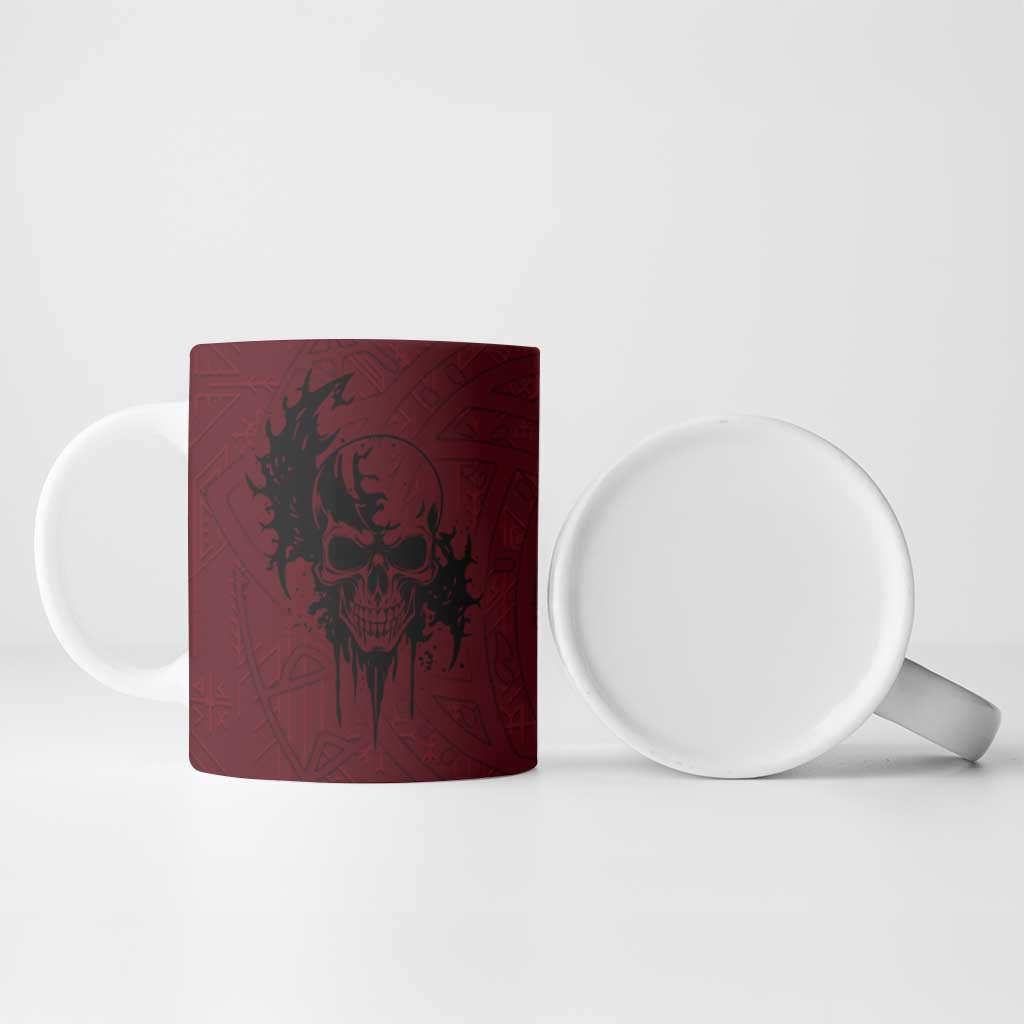 Demonic Skull Sigil Vikings Ceramic Mug Dark Gothic Rune Grunge Illustration