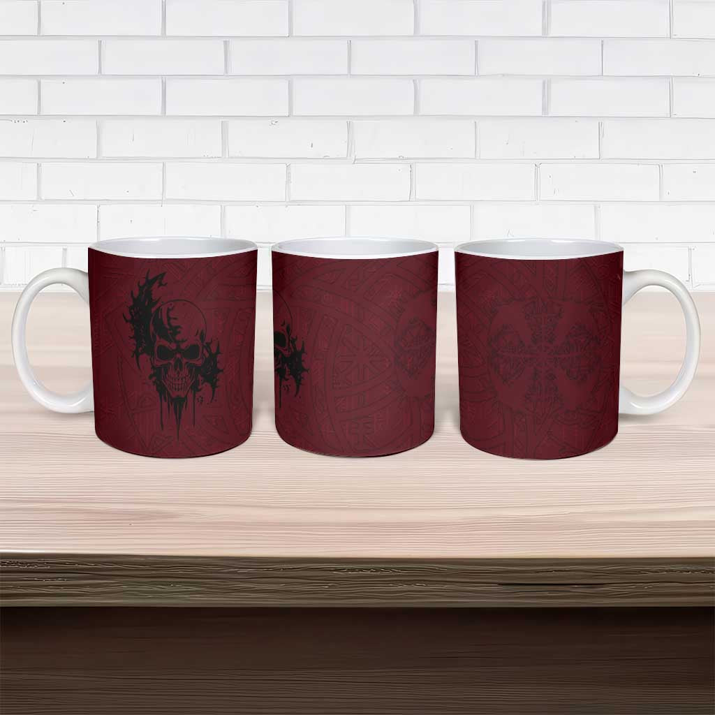 Demonic Skull Sigil Vikings Ceramic Mug Dark Gothic Rune Grunge Illustration