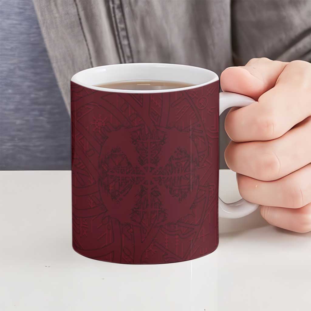 Demonic Skull Sigil Vikings Ceramic Mug Dark Gothic Rune Grunge Illustration