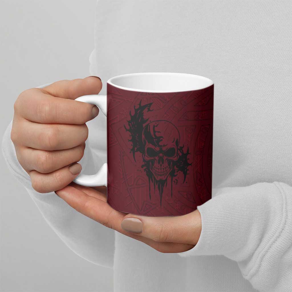 Demonic Skull Sigil Vikings Ceramic Mug Dark Gothic Rune Grunge Illustration
