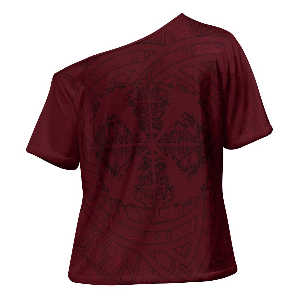 Demonic Skull Sigil Vikings Cross Shoulder Shirt Dark Gothic Rune Grunge Illustration