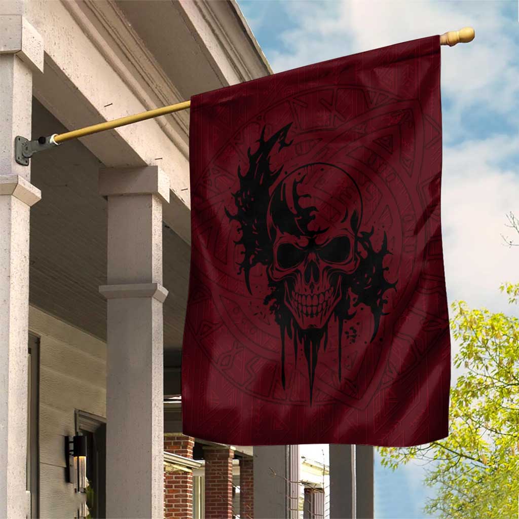 Demonic Skull Sigil Vikings Garden Flag Dark Gothic Rune Grunge Illustration