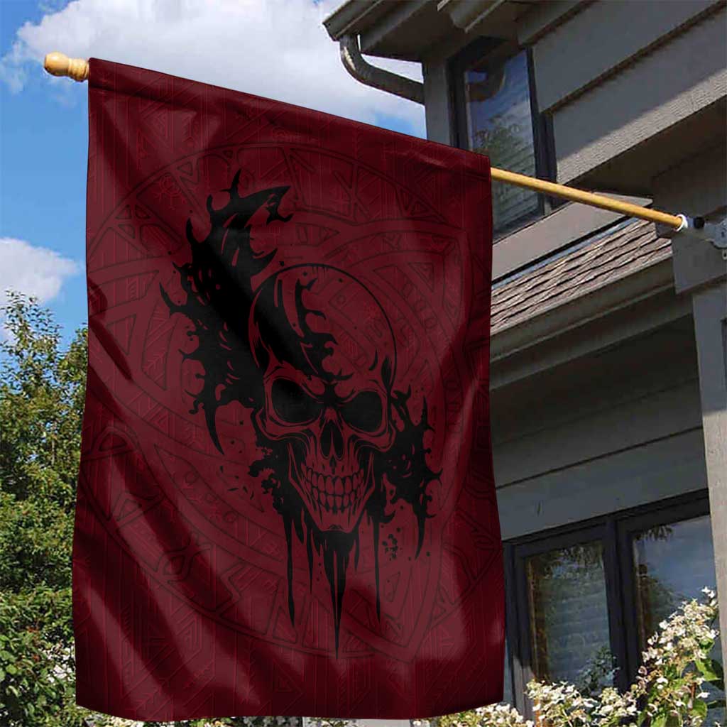 Demonic Skull Sigil Vikings Garden Flag Dark Gothic Rune Grunge Illustration