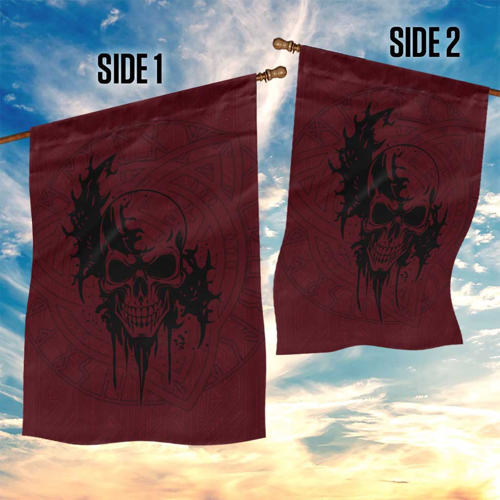 Demonic Skull Sigil Vikings Garden Flag Dark Gothic Rune Grunge Illustration