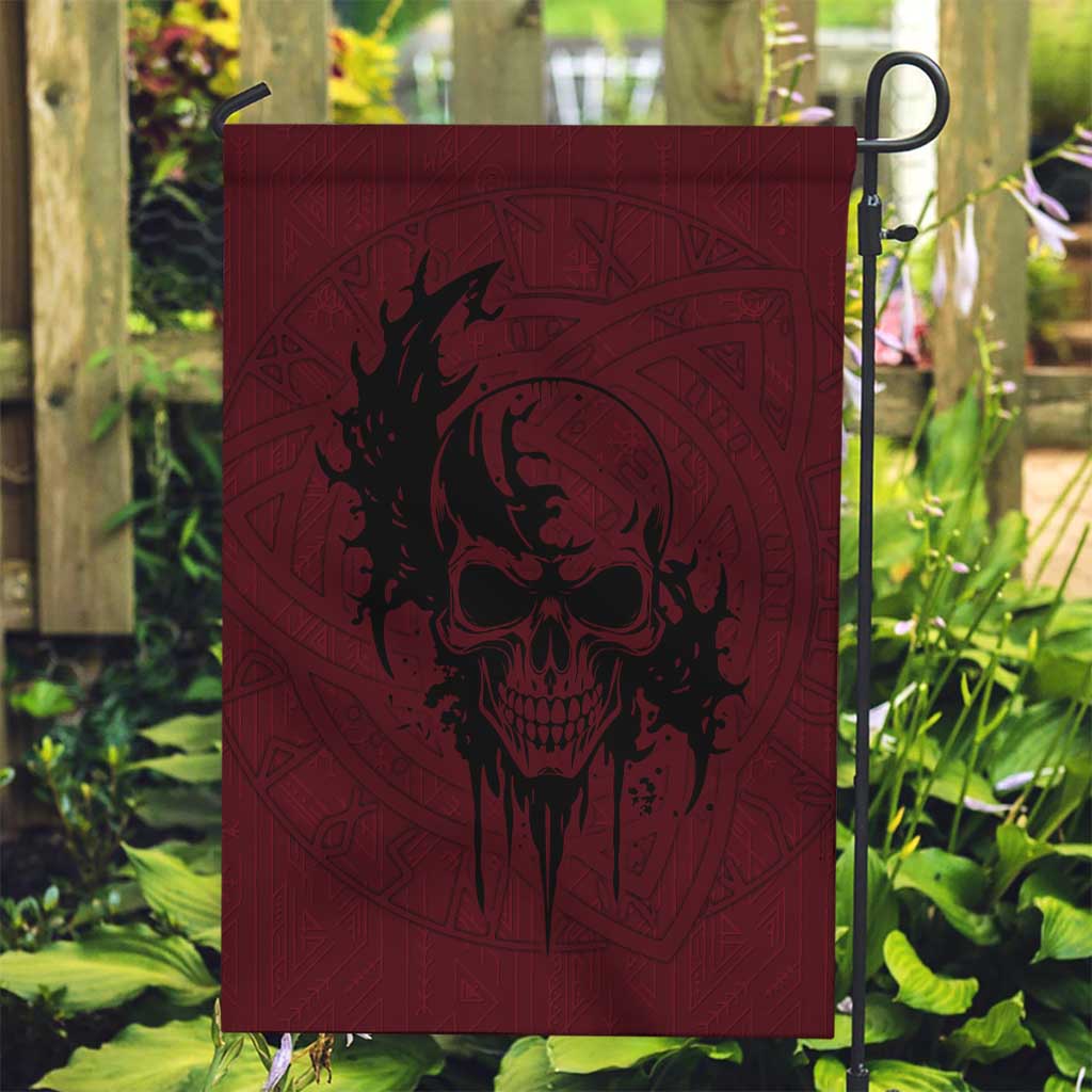 Demonic Skull Sigil Vikings Garden Flag Dark Gothic Rune Grunge Illustration