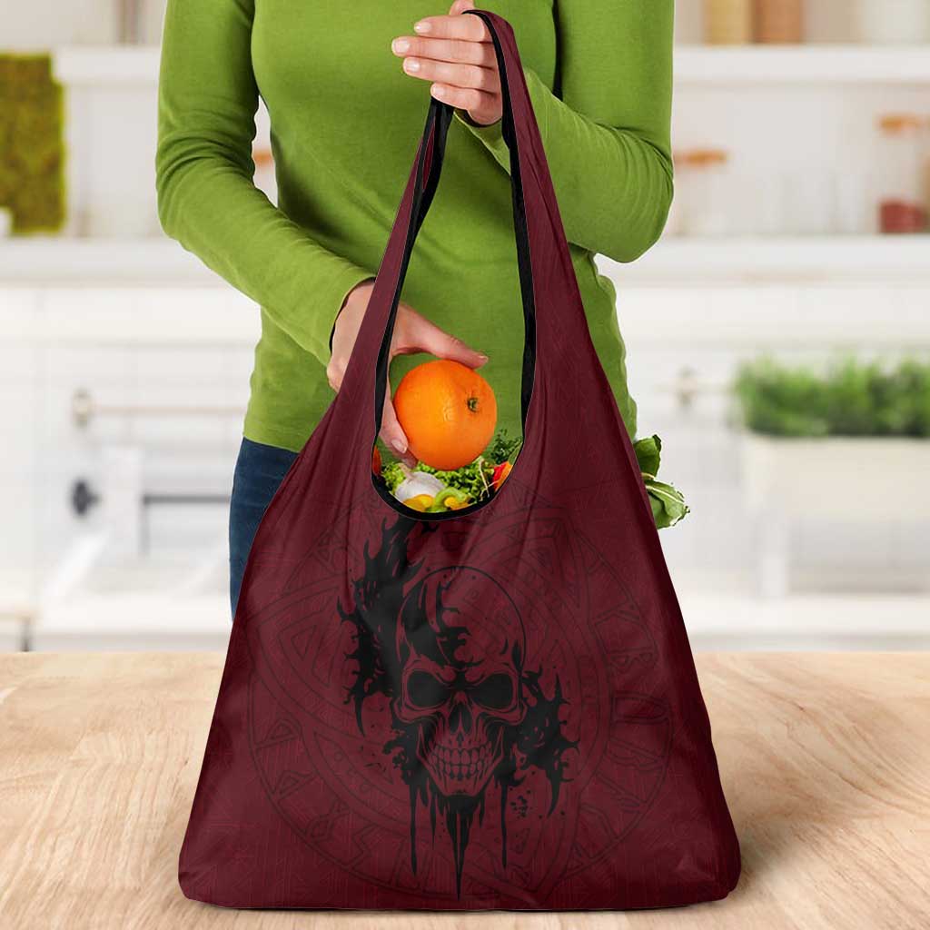 Demonic Skull Sigil Vikings Grocery Bag Dark Gothic Rune Grunge Illustration