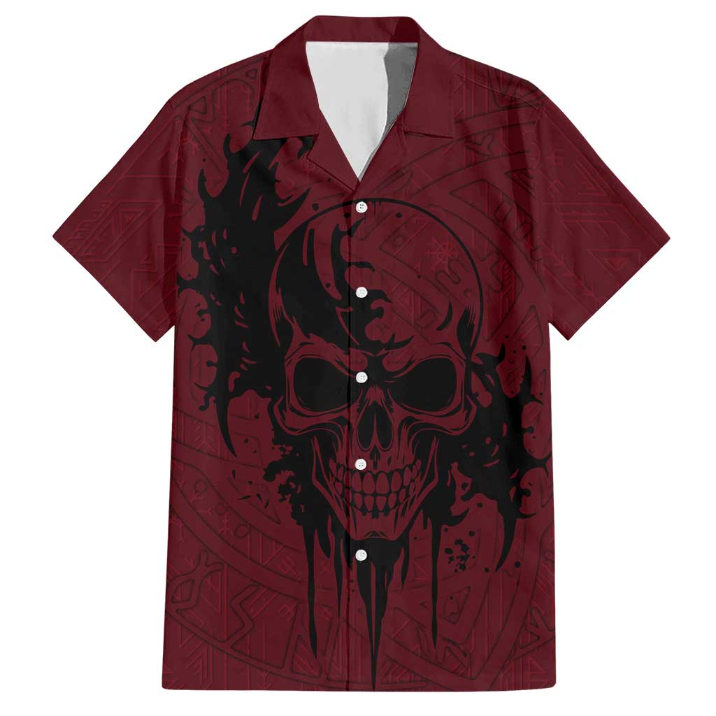Demonic Skull Sigil Vikings Hawaiian Shirt Dark Gothic Rune Grunge Illustration